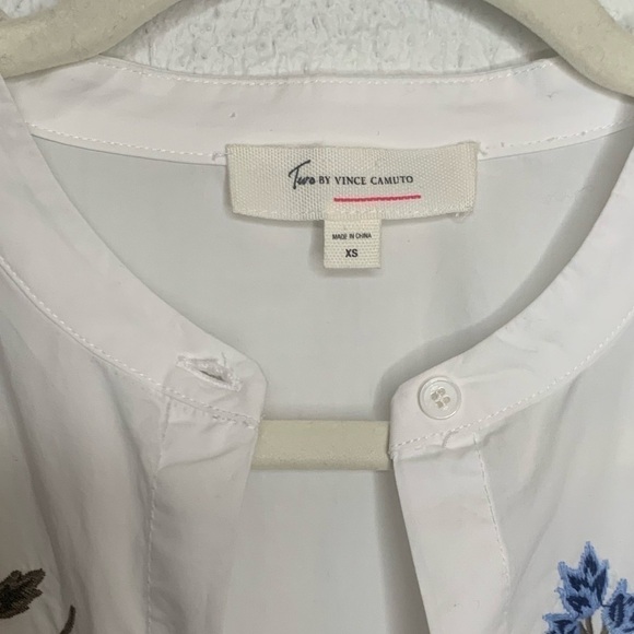 NWT BOHO Two by Vince Camuto Embroidered Poplin Blouse XS Cottagecore style - Picture 6 of 8